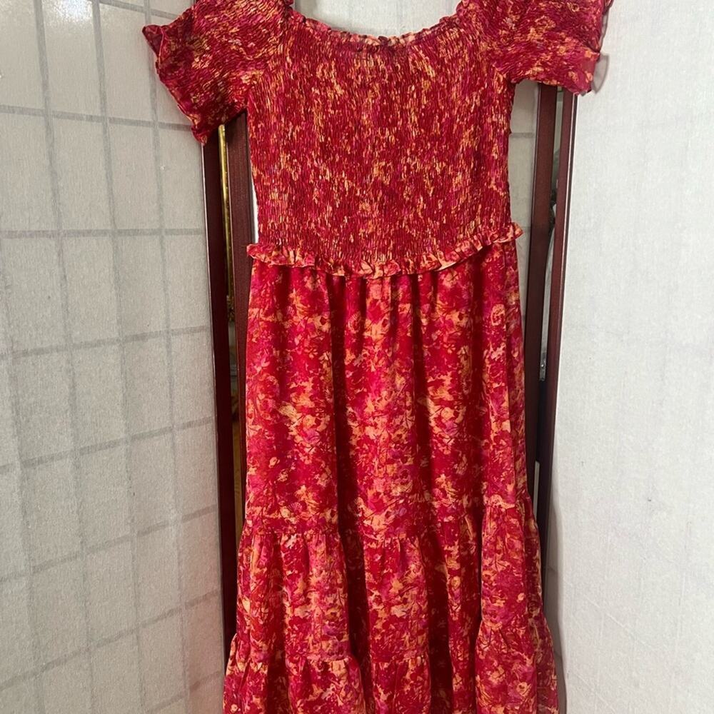 LUCY PARIS SMOCKED RED DRESS USA M EUR 40 - Picture 4 of 8